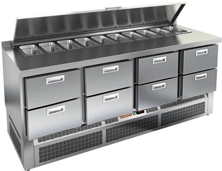 Стол для салатов HICOLD SLE1-2222GN (1/3) с крышкой