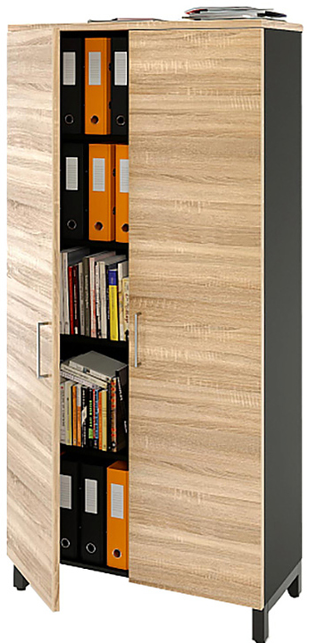 Шкаф для документов ZAMM 5 полок, 2 двери МК 414 90х41,4х190 см фасад дуб Бардолино, корпус черный