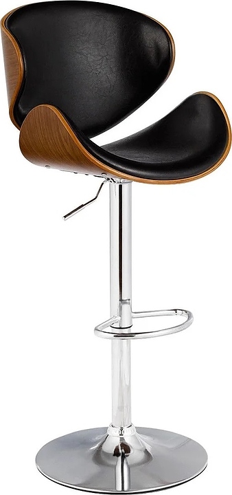 Стул барный Hesby Serene Harmony (полимер / фанера / металл) черный / коричневый / хром