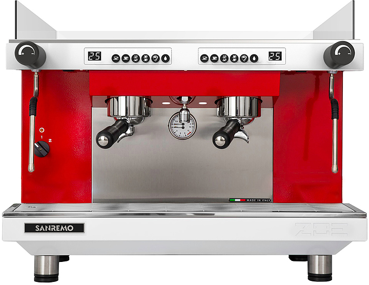 Кофемашина Sanremo Zoe Competition SED 2 высокие гр. автомат, бело-красная