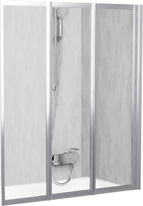 Шторка для ванны Ravak VS3 130х140 см, складная, Rain, профиль сатин