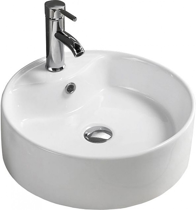 Раковина накладная Mira MR-4040 40х40 см, без отв. под смеситель, с переливом, керамика