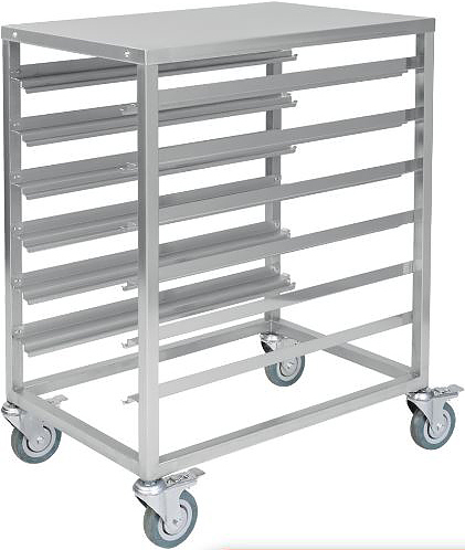 Тележка-шпилька для противней ТШУ-6 нерж. с рабочей поверхностью, с универсальными направляющими