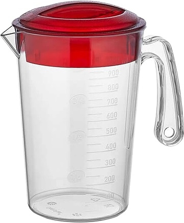Кувшин мерный Gastroplast GSRHP-04 1 л с крышкой (полипропилен) прозрачный / красный
