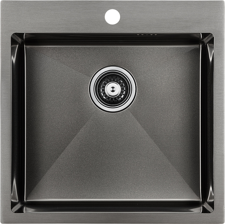 Мойка кухонная Paulmark Kroner PM215151-GM вороненая сталь