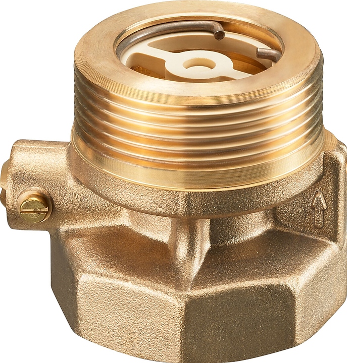 Клапан обратный Oventrop SVE 1070308, ДУ 25, PN 10, G 1 1/2" (ВР) - G 1 1/2" (НР), латунь, с автоматическим воздухоотводчиком