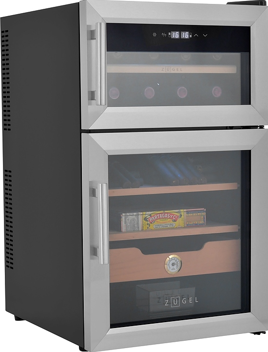 Винный шкаф - хьюмидор Zugel ZTH80DX нержавеющая сталь