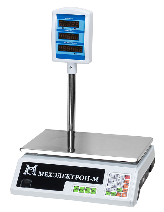 Весы электронные торговые Мехэлектрон-М ВР4900-30-2Д-САБ 05 (LCD) настольные, со стойкой, белый