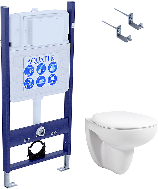 Унитаз подвесной с инсталляцией и сиденьем Aquatek SET КАИР KKI/14