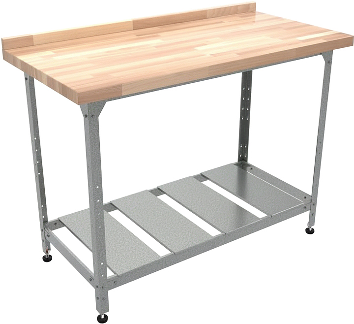 Стол кондитерский Мебель Фронт Бизнес СКБР 1100x900x860 мм, полка-решетка, с бортом, береза