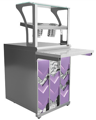 Прилавок для приборов (4 стакана) и подносов Luxstahl ПП (С)-600 Premium Vector (Вектор)