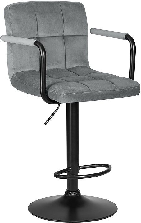 Стул барный DOBRIN 5011-LM-N KRUGER ARM BLACK (серый велюр, черный) 2 шт.