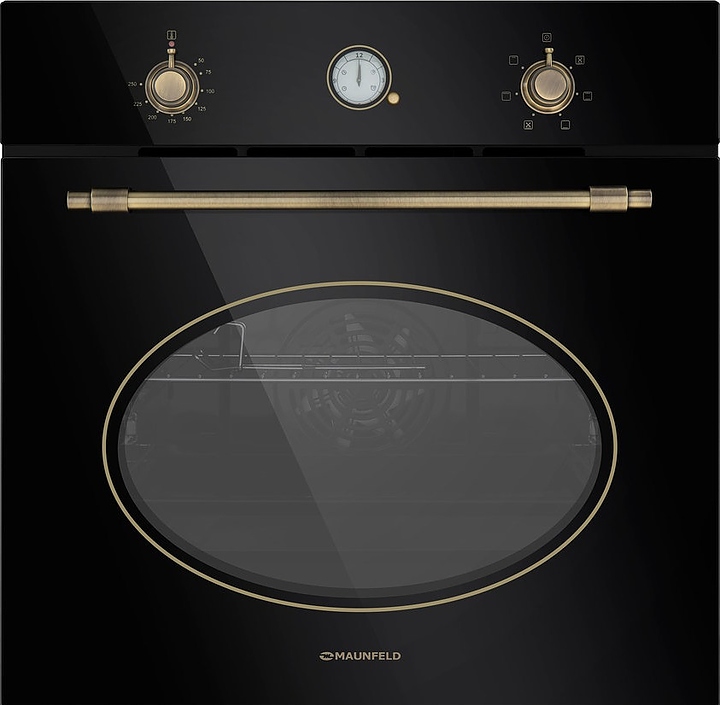 Духовой шкаф Maunfeld EOEFG.566RBG.RT черный / стекло / состаренное золото