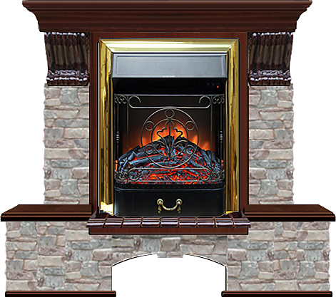 Камин Glenrich Бостон К Majestic BR ГЦ красное дерево