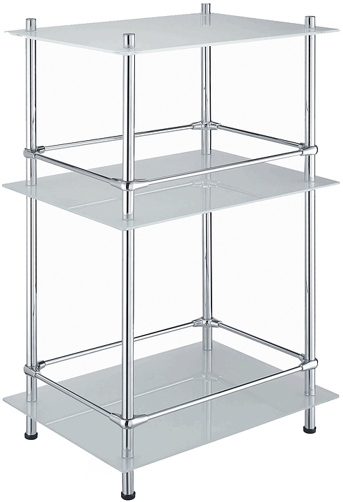 Полка стеклянная тройная напольная с бортиком Wasserkraft K-4033 хром