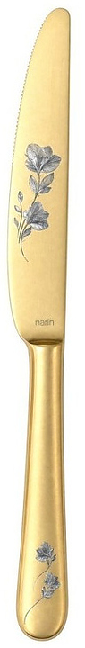 Нож столовый Narin 202209 Epsilon matt gold 24k flower 22.5 см (материал нерж. сталь, 24к золотое матовое покрытие)