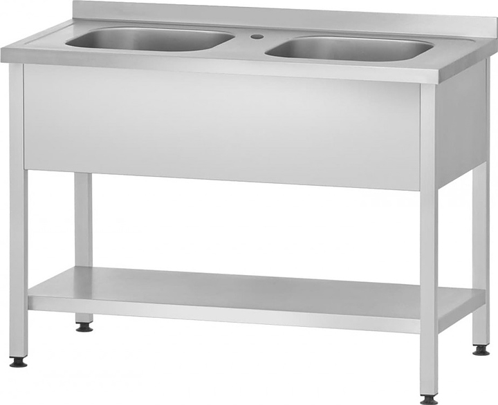 Ванна моечная Mecon Profi Inox ВМЦп 1500х600х860 мм (2 м/о 500х400х250 мм) ножка профильная