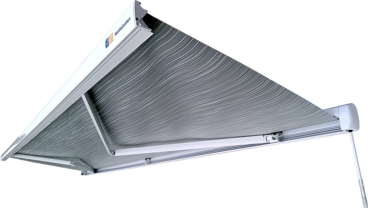 Маркиза автомобильная MobileComfort EAGLE ME500WG 5 м электрическая безопорная, белый корпус со светло-серым тентом