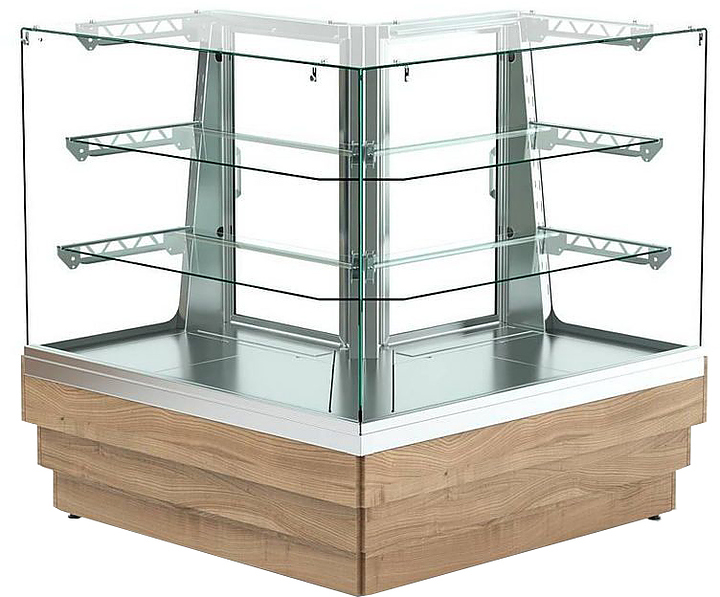 Модуль правый витрины кондитерской угловой Refettorio Crystal RKCU21A R с 2 полками