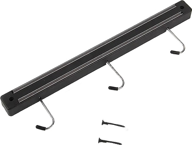 Держатель магнитный для ножей Restopit рп65 l=34 см (пластик / металл) с 3 съемными крючками