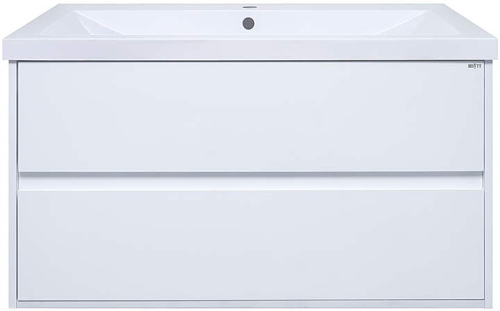 Тумба под раковину Misty Алиса-90 88х50 см, с 2 ящиками, подвесная, белая