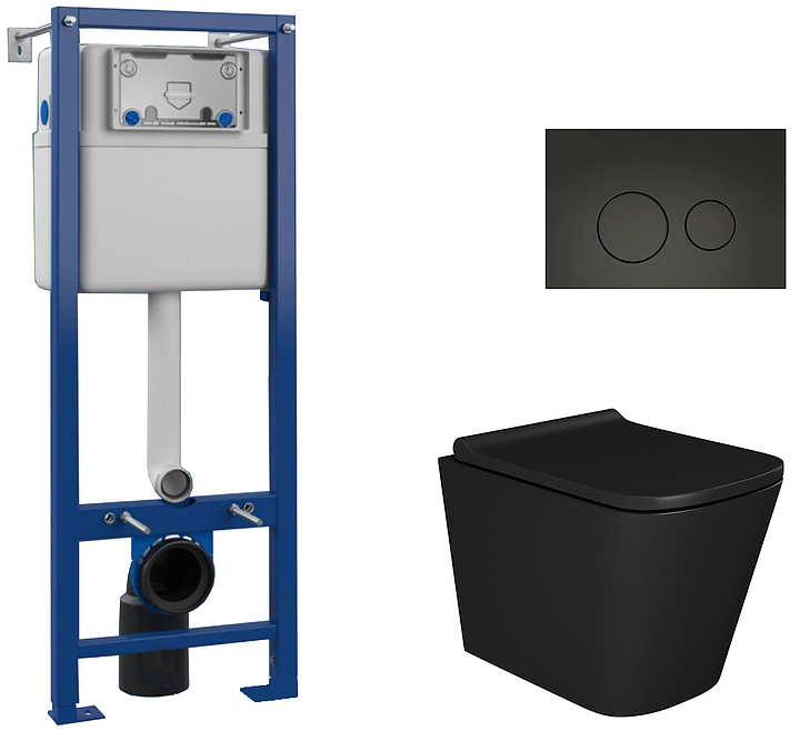 Унитаз подвесной с инсталляцией, клавишей смыва и сиденьем Maretti Umbria UM51EA56052 черный