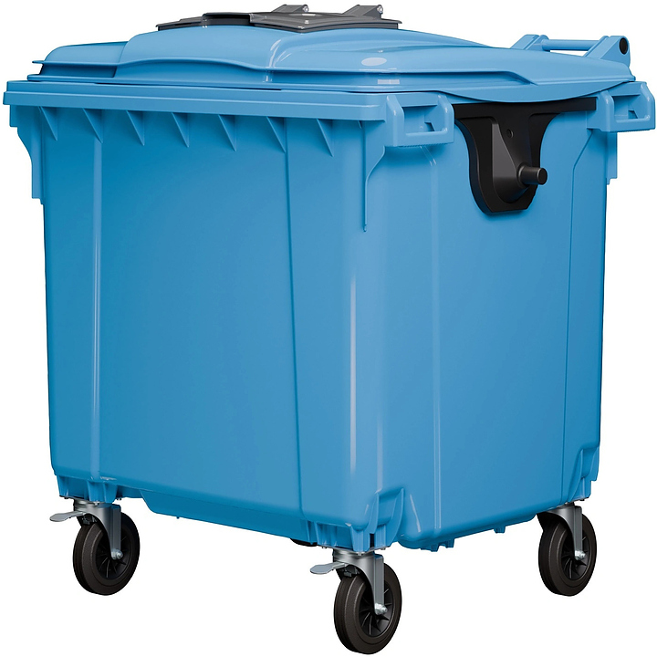 Контейнер для мусора iPlast 22.C19.W 1100 л с мини-крышкой, темно-голубой с темно-серым