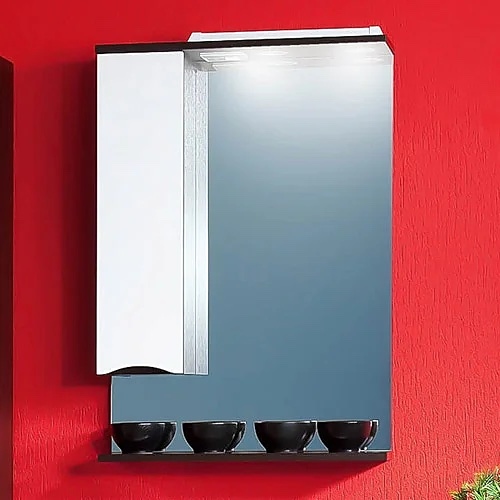 Зеркало БРИКЛАЕР Токио 60 58,4х86,4 см левое, с подсветкой, венге, белый глянец