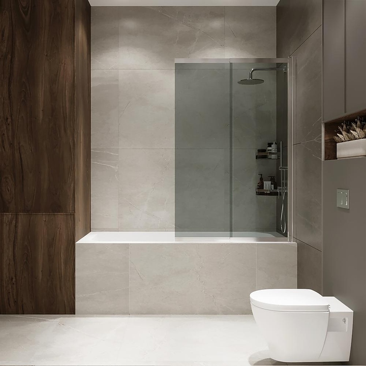 Шторка на ванну Terminus Ното 1CS150х90CT 98х145 см, раздвижная (поворотная), тонированное, профиль хром