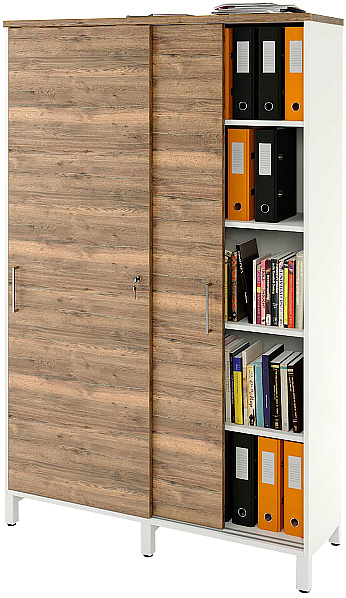 Локер ZAMM 5 полок МК 414 120х41,4х190 см фасад дуб Галифакс олово, корпус белый