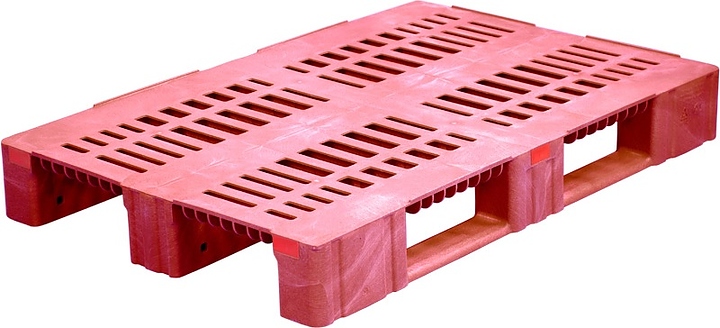 Паллет ТАРА.РУ TR 1208-3-2 1200х800х150 мм (перфорированный на 3 полозьях (версия 2)) усиленный красный