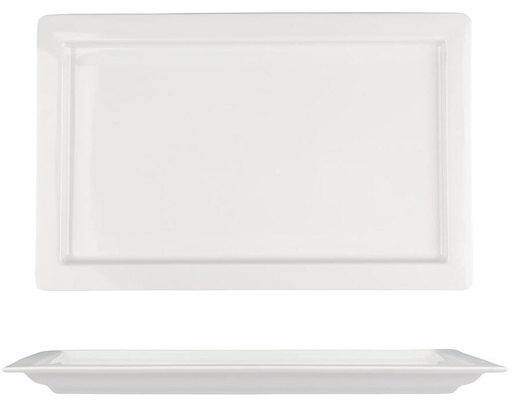 Блюдо прямоугольное Noble Fine Plus 091154A 31.8х20 см h 2.1 см, белый