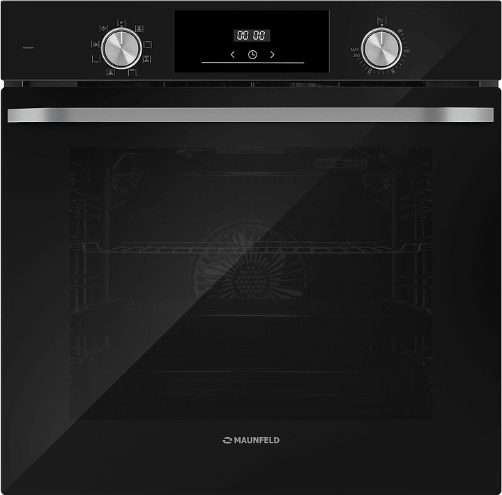 Духовой шкаф Maunfeld FEOH7872B черный / стекло с фурнитурой нерж. сталь