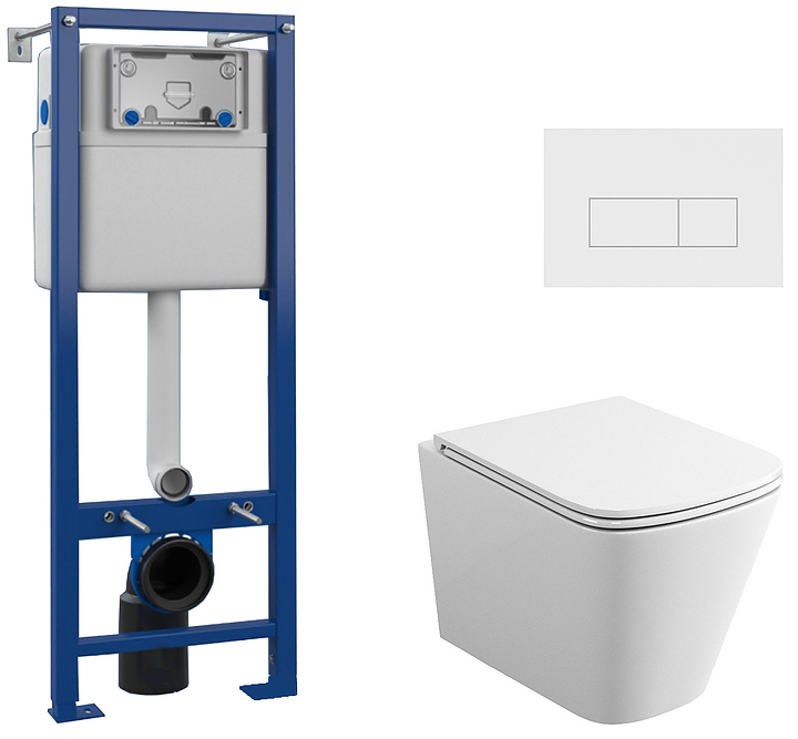 Унитаз подвесной с инсталляцией, клавишей смыва и сиденьем Maretti Umbria UM76UM74052 белый