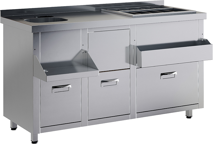 Барная станция Restoinox БСЗ1-15/6-05 с ящиками и вертушкой