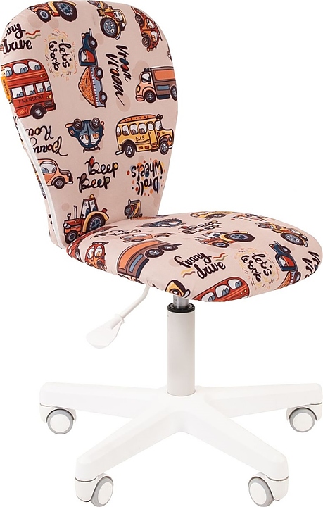 Кресло детское Chairman KIDS 105, белый каркас, рисунок «Автобусы»