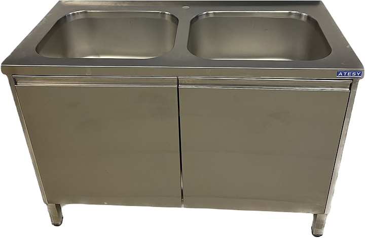 Ванна моечная закрытая ATESY СТМ-С-2-1200.600-Р (без борта, без отверстия под смеситель, 2 ванны)