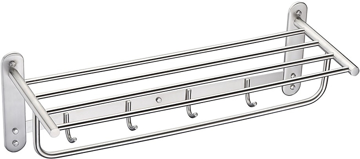 Полка для полотенец с крючками MELANA AISI 304 MLN-S2220