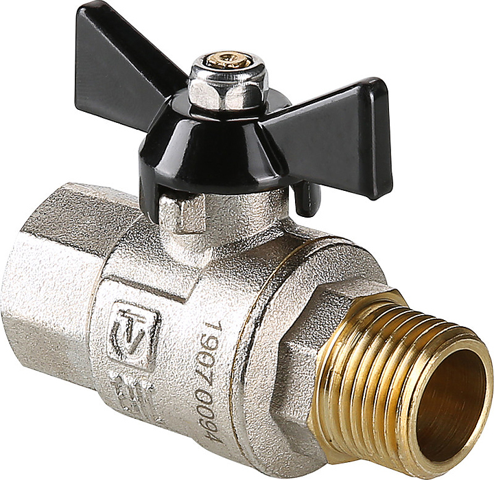 Кран шаровой VALTEC VT.318.N.04 PERFECT Ду 15 Ру100 ВР/НР полнопроходной бабочка усиленный латунь никель