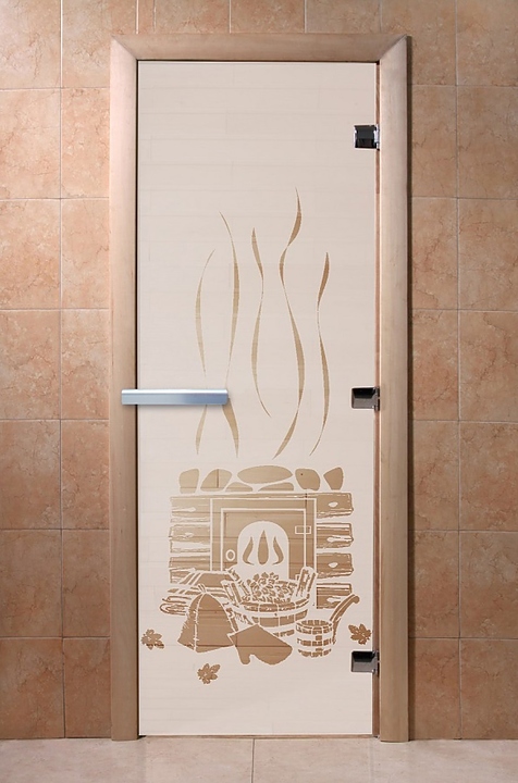 Дверь для хаммама Doorwood Хамам Банька 2000х800 мм правосторонняя (стекло / алюминий) сатин