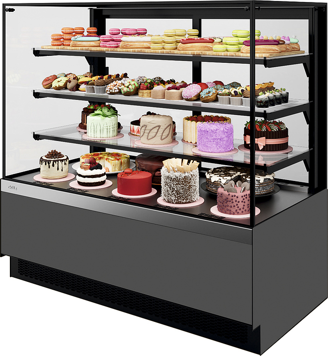 Витрина кондитерская Chilz VETE II KUB LUX 90 серый матовый, шлифованная нержавейка