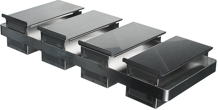 Форма хлебная ЦПО 120х280х120 мм 3-секционная, индивидуальные крышки