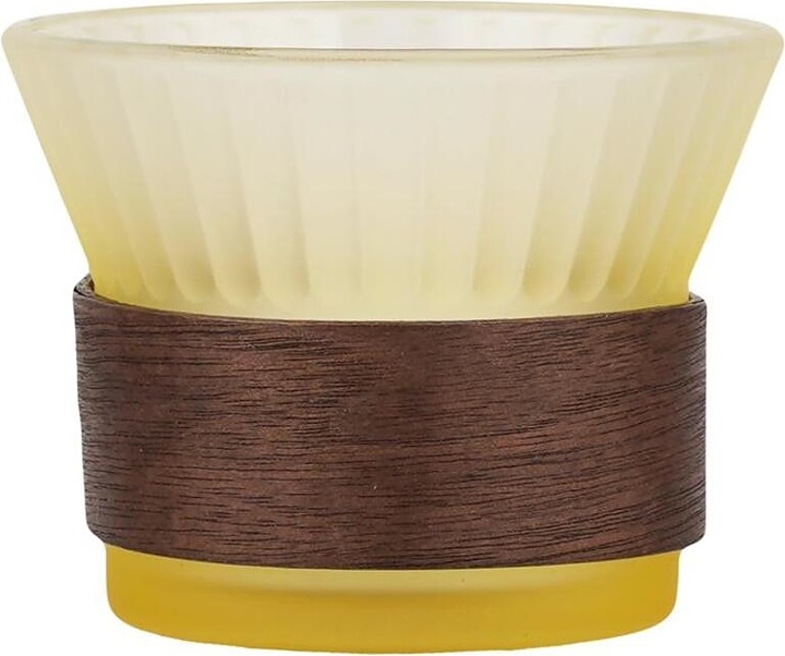 Чашка кофейная P.L. Barbossa Barista S0582-1 Japanese Style 220 мл d=9,1 см h=7,1 см (стекло) желтая матовая с деревянной вставкой