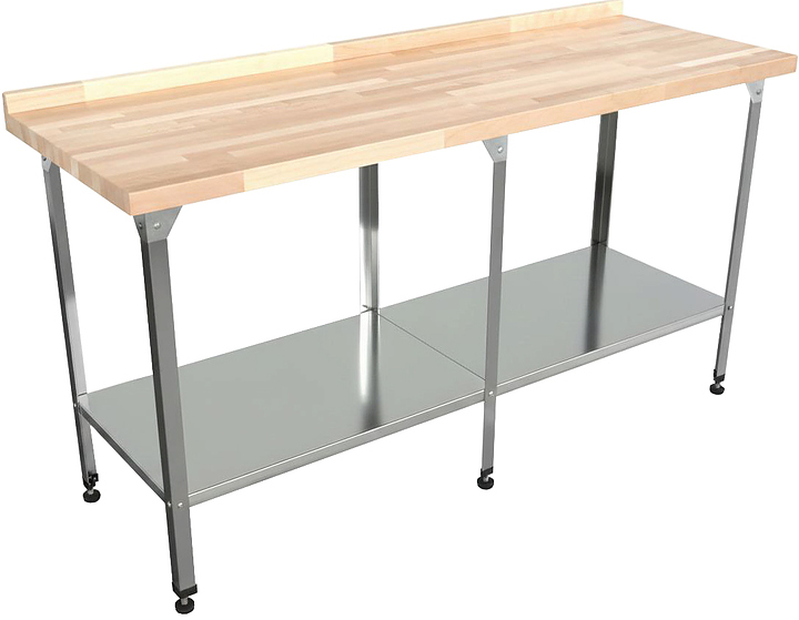 Стол кондитерский Мебель Фронт Профи СКПП 1800x700x860 мм, полка сплошная, с бортом, береза