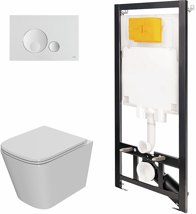 Унитаз подвесной с инсталляцией и панелью смыва OLI 80 ECO 886914GBO1+PN41081