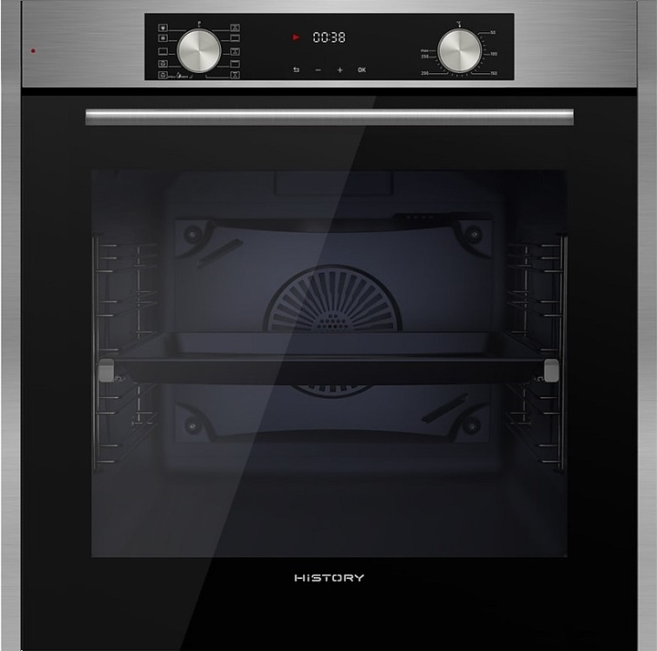 Духовой шкаф HiSTORY OEP8510P.FIX черный / стекло / нерж. сталь