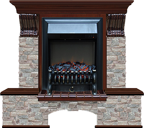 Камин Glenrich Бостон К Fobos BL ГЦ красное дерево