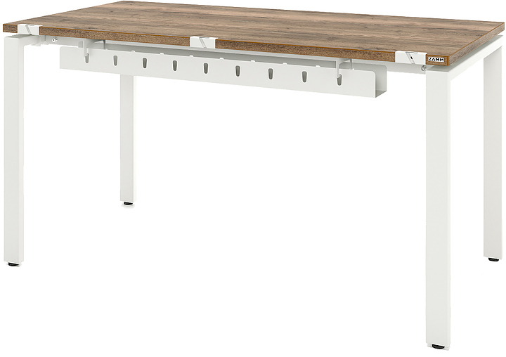 Стол офисный прямой ZAMM Формат 60х30 ТР 1800х700 с пропусками и кабель-каналом, дуб галифакс олово/белый матовый