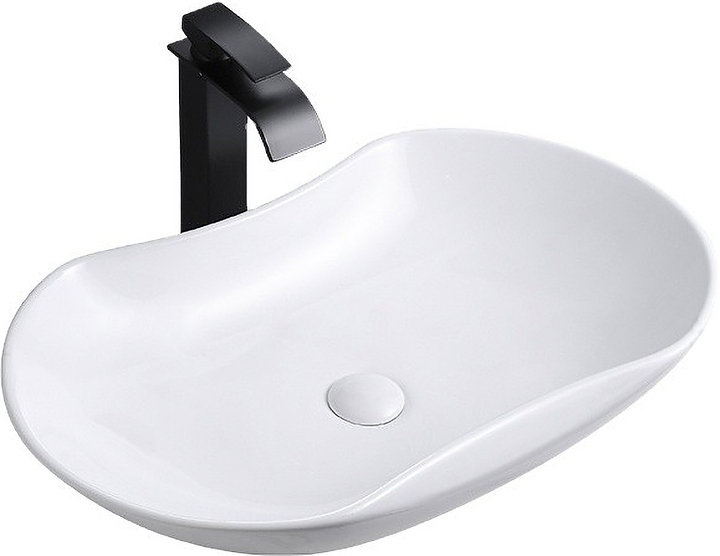 Раковина накладная Mira MR-6641 66х41 см, без отв. под смеситель, керамика