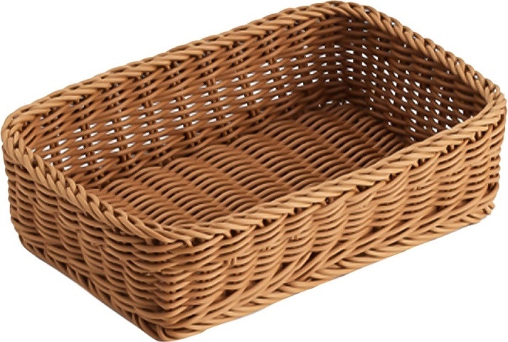 Корзина плетеная для хлеба MGprof 77822 18х12 см h=6 см (полиротанг) прямоугольная коричневая